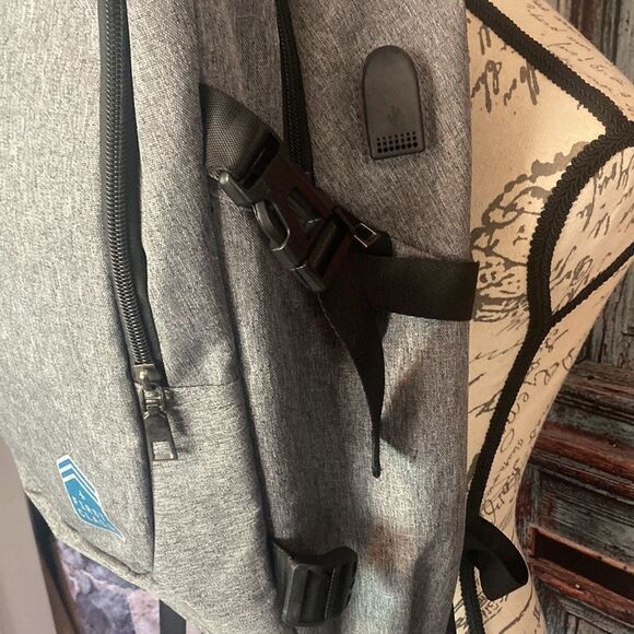 No brand grey and black backpack , has many pockets and zippers , EUC - Picture 7 of 11